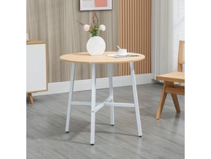 Table de salle à manger pour 4 personnes avec plateau rond et structure métallique, pour cuisine et salon, ø80 × 76 cm
