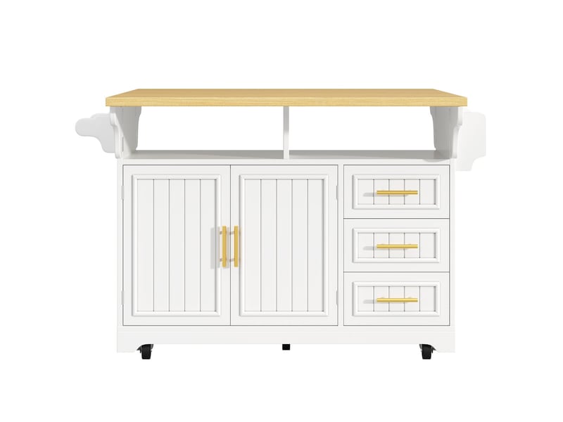  Buffet rangement tiroirs bahut extension de table positionnable librement portes à motif vertical plateau rabattable des deux côtés sur roulettes  - Conforama A