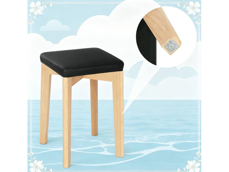  Lot de 2 tabourets de salle à manger empilables 32,5x32,5x47 cm noir et bois, assise compacte sans dossier  - Conforama E