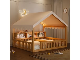 Lit cabane 140x200 cm <strong>SAPGAKS</strong>  <strong></strong> coloris naturel