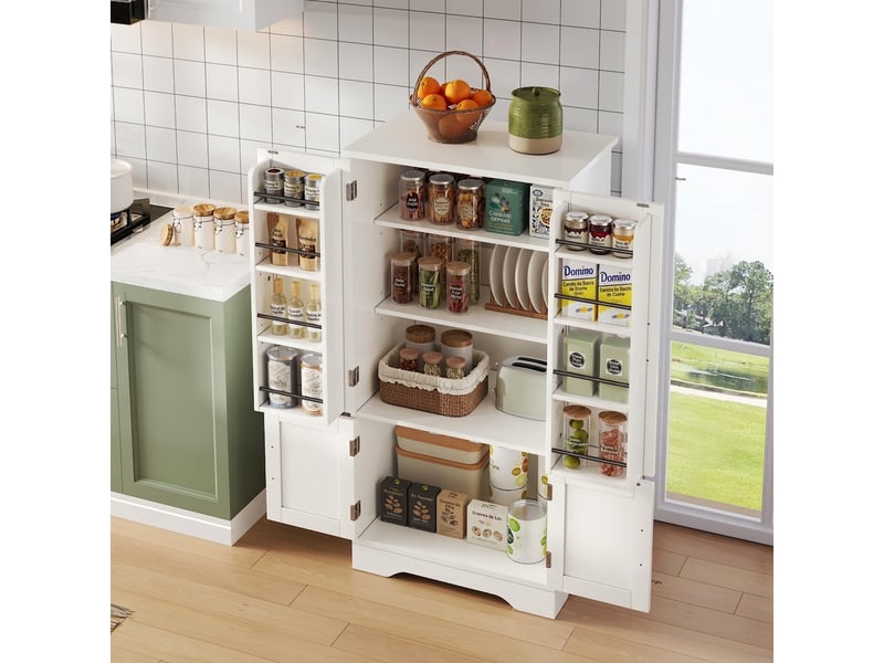 Armoire de cuisine blanche 4 portes avec capteur led 120x60x40cm  - Conforama C