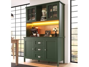 Buffet haut modenvie 120 x 40 x 179 cm avec portes vitrées led vert