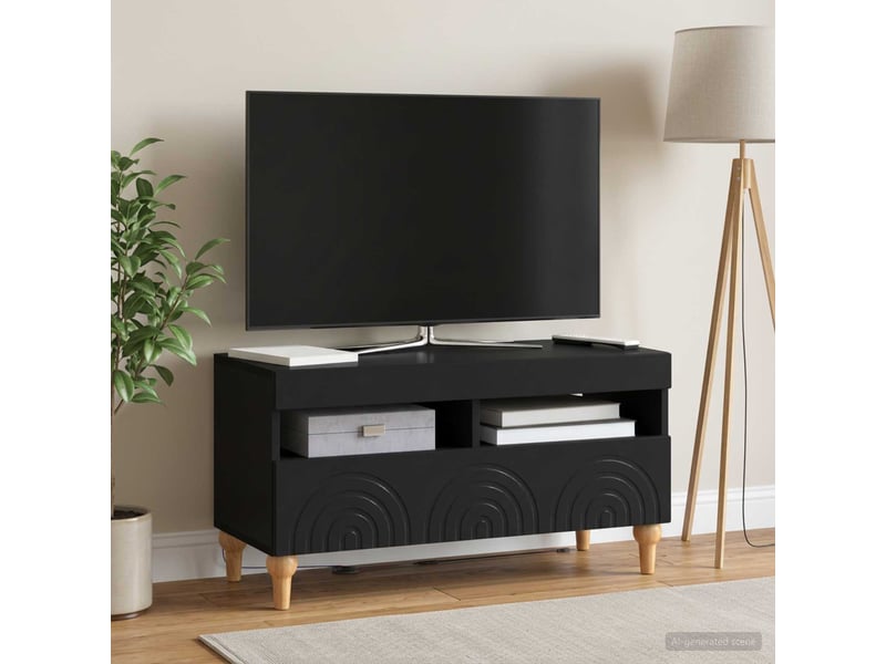  Meuble tv - banc tv - meuble de rangement led noir bois d'ingénierie  - Conforama B