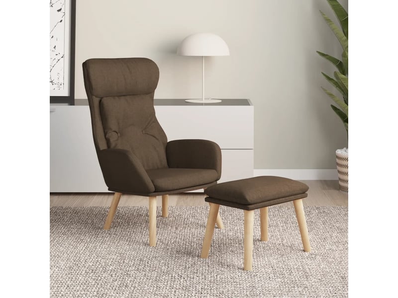  Vidaxl chaise de relaxation avec repose-pied marron tissu  - Conforama B