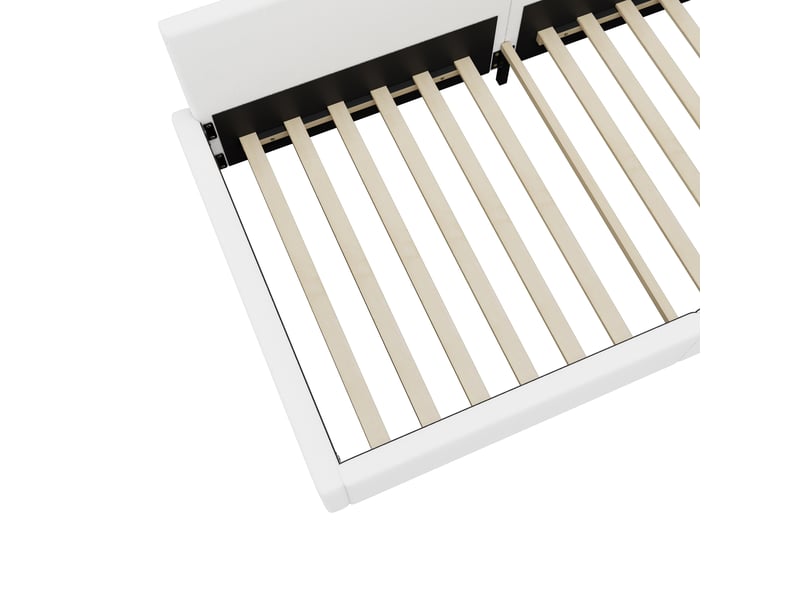  Lit de jour 90x200 canapé lit blanc avec éclairage led et sommier à lattes  - Conforama W