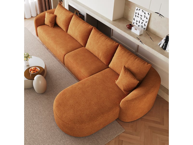  Canapé d’angle,336x168x85 cm,4 places sans montage,chenille,orange  - Conforama D