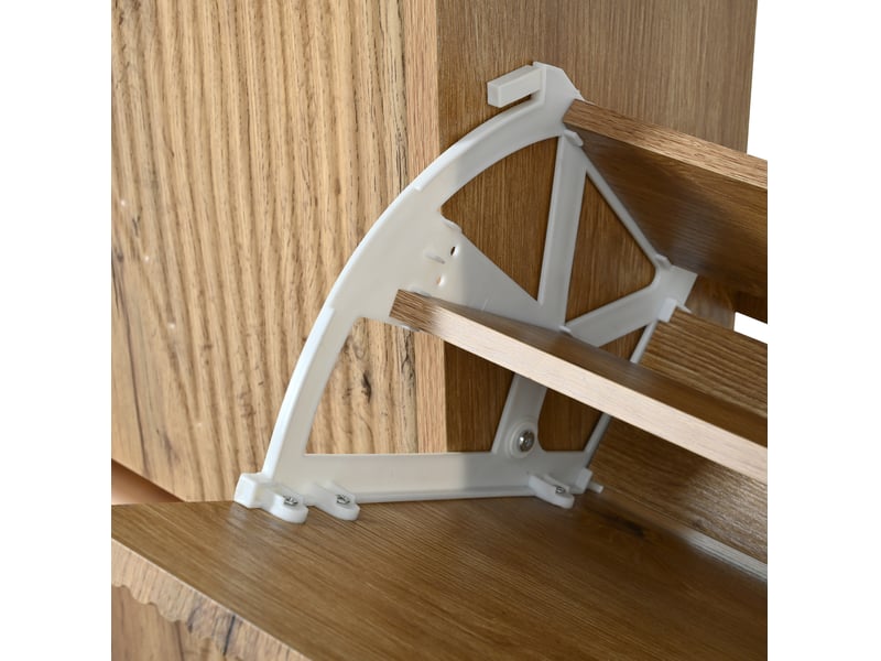  Meuble à chaussures 105x24x95,5 cm, grande capacité, plateau aspect marbre, pieds en bois, meuble entrée, mdf, naturel  - Conforama E