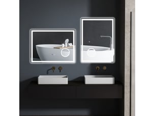 Miroir rectangulaire de salle de bain coloris blanc <strong>DESMIU</strong> <strong></strong> - 60 cm x 80 cm
