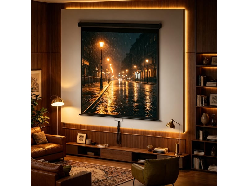  Écran de projection 85 pouces 146 x 146 cm – noir – format 1:1 4k hd, réglage de hauteur mural  - Conforama B