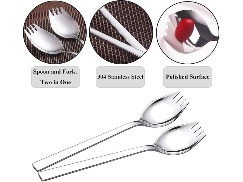 6 pièces 2 en 1 cuillère fourchette, argent creatif 2 en 1 double fourche cuillere, acier inoxydable fourche cuillere(argent) - Conforama C