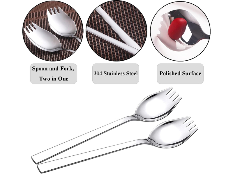  6 pièces 2 en 1 cuillère fourchette, argent creatif 2 en 1 double fourche cuillere, acier inoxydable fourche cuillere(argent)  - Conforama C