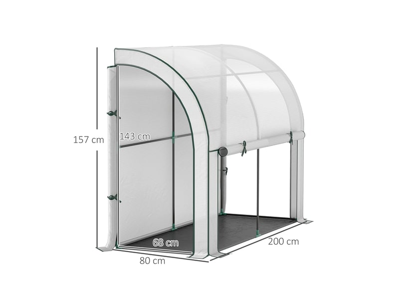 Serre murale, abri pour plantes accessible, bâche en plastique, 300 x 80 x 157 cm, blanche - Conforama E