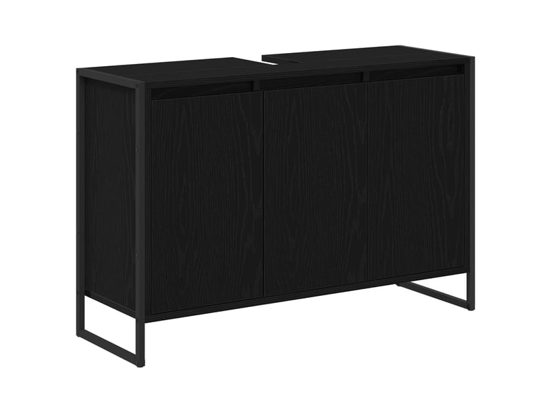  Cabinet de salle de bain, meuble de rangement chêne noir 90x30x60 cm  - Conforama A