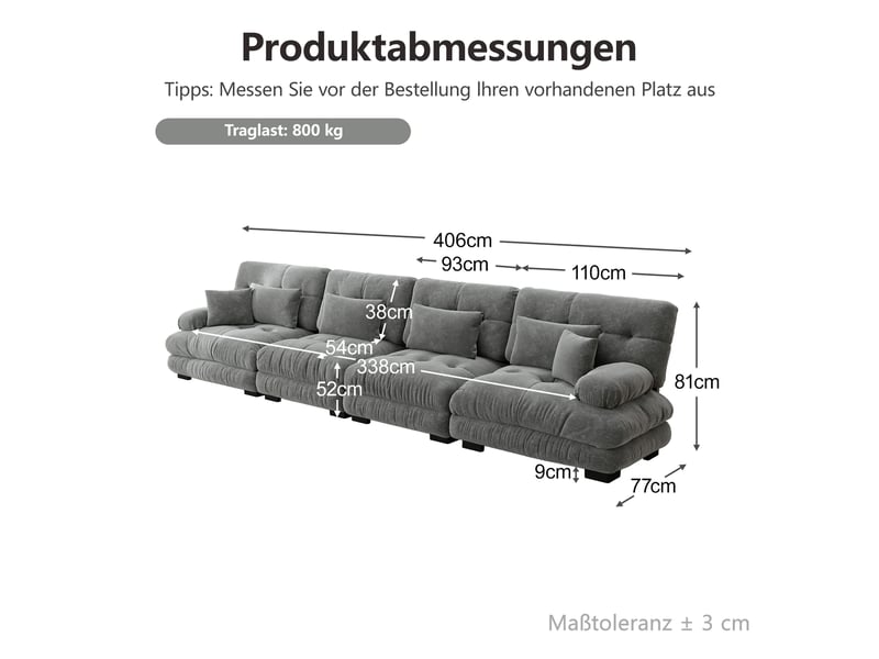Canapé d’angle modulable 4 places en chenille grise, canapé convertible à assise profonde pour salon, appartement ou studio - Conforama B