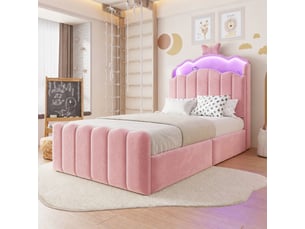 Lit coffre 90x200 cm <strong></strong> <strong></strong> coloris rose