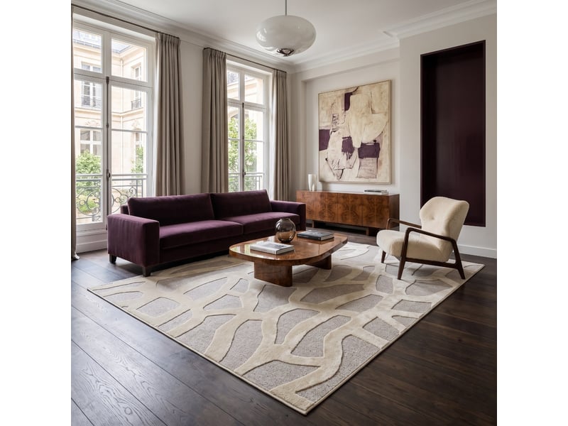 Tapis relief graphique beige 160x230  - Conforama A