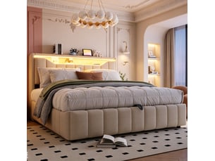 Lit coffre 180x200 cm    coloris beige