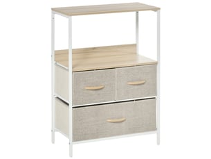 Commode meuble de rangement avec 3 tiroirs tissusétagère et plateau supérieur 58lx29px81,5h cm