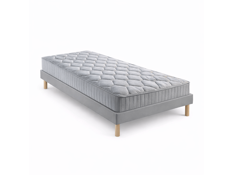 Ensemble sommier tapissier et matelas 70x190 cm - couleur : gris - matelas latex soutien ferme greggris-mathieu-70x190-gris - Conforama A