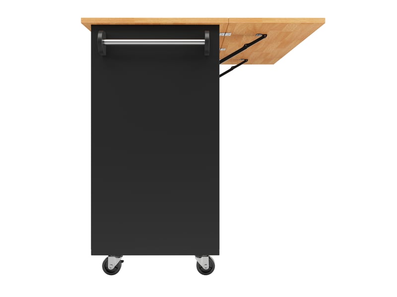  Îlot de cuisine moderne sur roulettes avec plateau pliant, desserte de cuisine avec 8 tiroirs, porte-épices et rangement, noir  - Conforama W