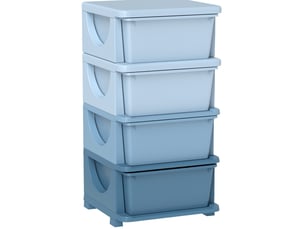 Meuble de rangement enfant 37x37x76 cm – bleu – 4 tiroirs amovibles, coins arrondis et assise pratique