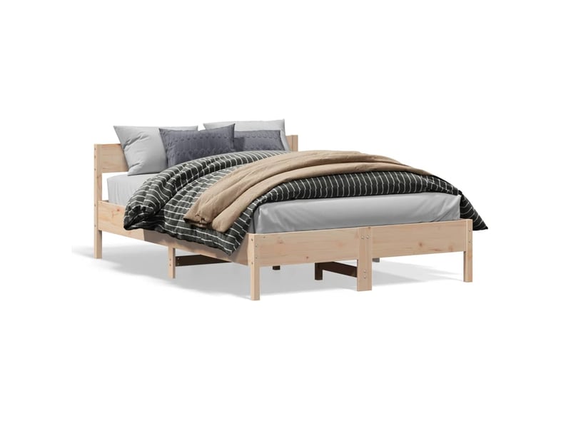  Lit double- lit adulte -  cadre de lit sans matelas 120x190 cm bois de pin massif  - Conforama A