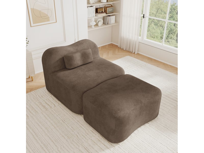  Canapé modulaire 96x167x70 cm avec pouf marron  - Conforama B