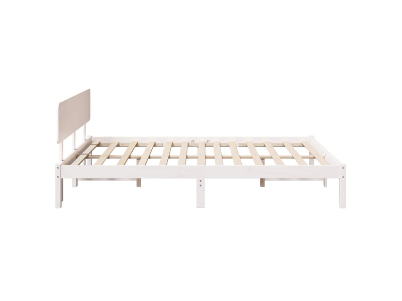  Lit double- lit adulte -  cadre de lit avec tête de lit blanc 150 x 200 cm pin massif  - Conforama C