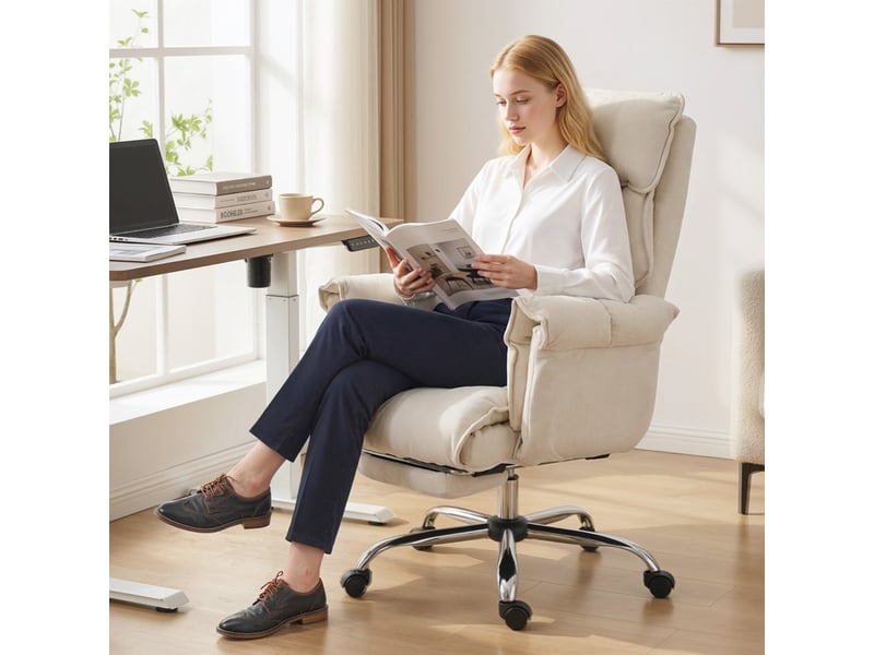 Sales fauteuil de bureau pivotant réglable soutien lombaire blanc crème - Conforama E