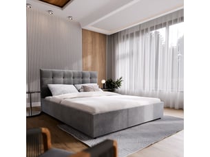 Lit coffre 180x200 cm <strong>MASSENO</strong> <strong></strong> coloris gris