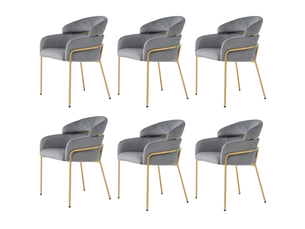 Lot de 6 chaises de salle à manger,54x57x79 cm,avec pieds métal,velours,gris