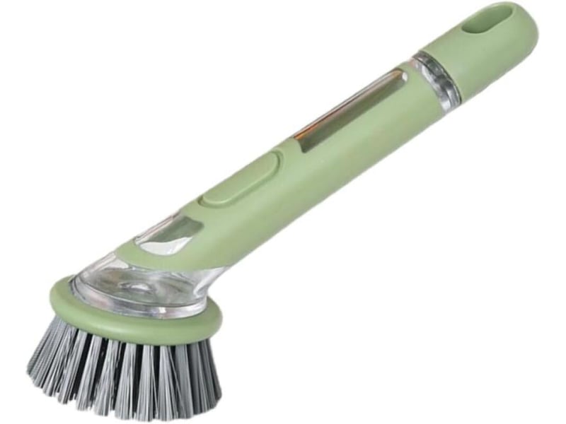  Brosse de nettoyage avec distributeur de savon, nettoyage puissant, convient pour les casseroles, les éviers, etc. Poils longs, verte  - Conforama A