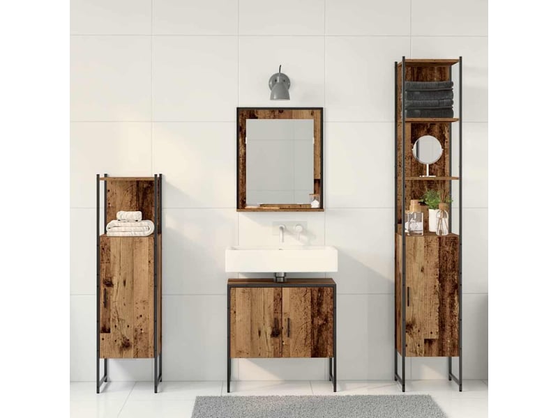 Ensemble de mobilier de salle de bain 4 pc marron cf64523 - Conforama D