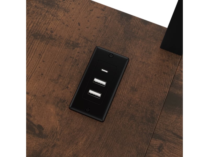  Lit mezzanine 140x200 cm avec bureau, rangements, led et prise usb type-c, métal et mdf, noir, sans matelas  - Conforama R