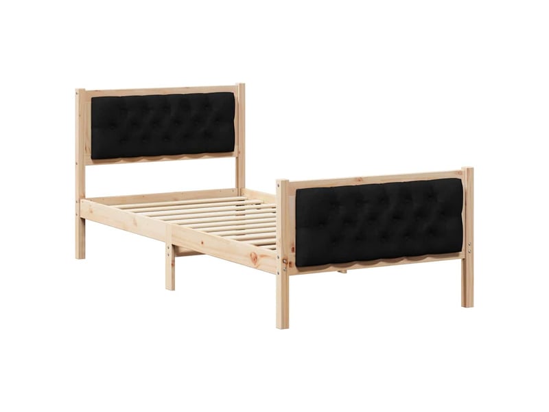  Lit simple- lit adulte -  cadre de lit avec tête de lit noir 90 x 190 cm pin massif  - Conforama A