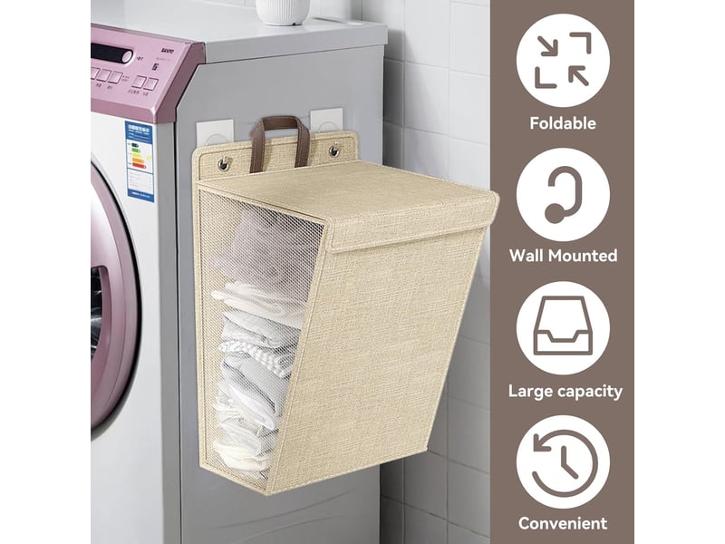  Panier à linge mural, paniers à linge muraux pliables, panier à linge suspendu, panier de placard suspendu portable pour placard(medium-beige)  - Conforama D
