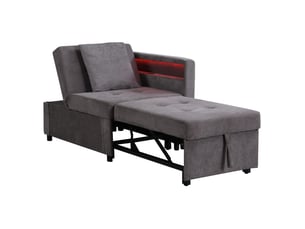 Fauteuil convertible HAVRYA Coton / Lin gris vendu A l'unité