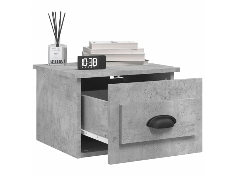  Lot de 2 tables de chevet - cabinet de chevet - table de nuit murales gris béton 41,5x36x28 cm  - Conforama C