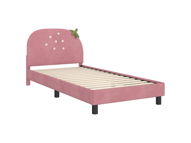  Cadre de lit pour enfants - lit jeune avec tête de lit rose 90 x 200 cm  - Conforama D
