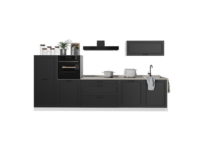  Vicco cuisine, anthracite campagneblanc, 340cm plan de travail anthracite  - Conforama E