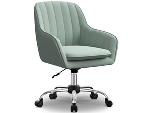 Chaise de bureau ADORMII velours- Vert sauge avec assise réglable en hauteur