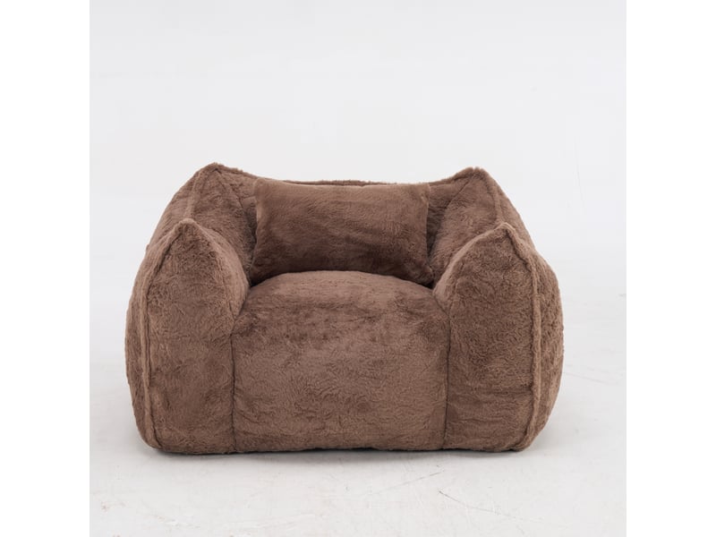  Fauteuil pouf confortable en fausse fourrure,marron  - Conforama A
