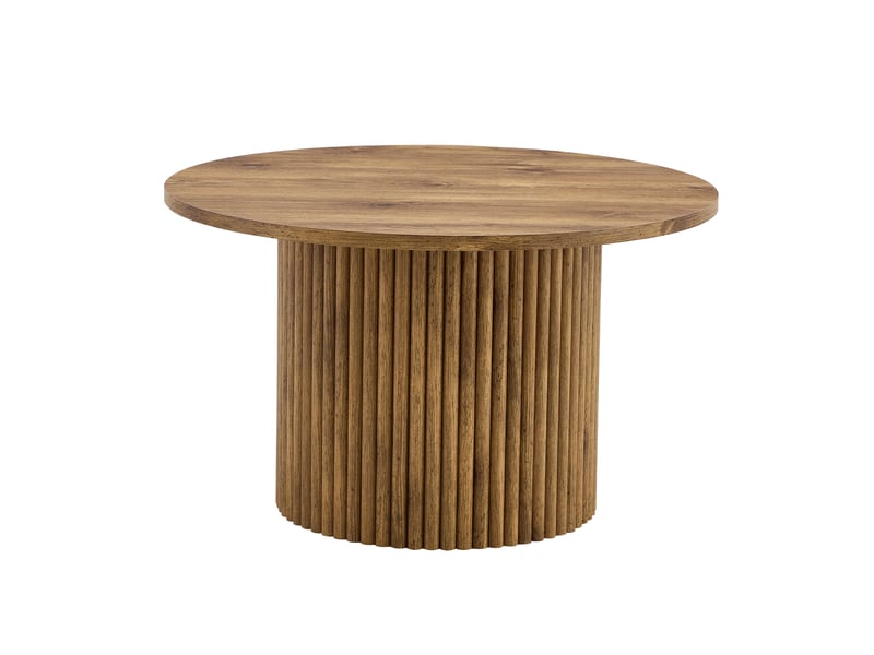 Table basse ronde en mdf, ø70 cm, design colonne romaine, cadre en métal, style rétro  - Conforama E