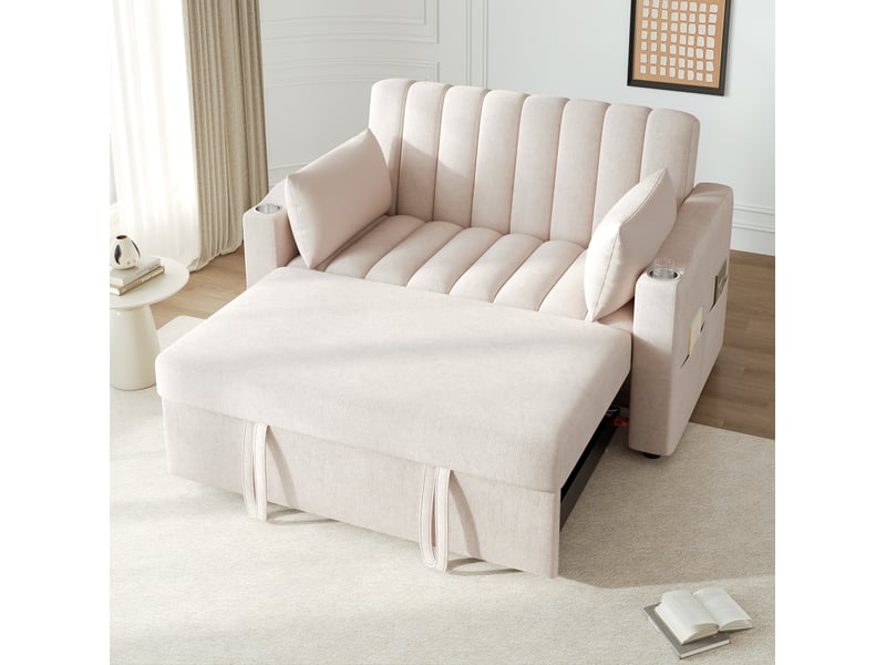 Canapé-lit modenvie 2 places convertible beige 136 x 162 x 84 cm dossier réglable 3 positions  - Conforama B