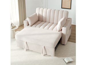 Canapé droit convertible <strong>MODENVIE</strong> <strong></strong> 2 places Polyester beige