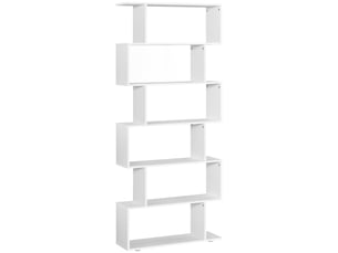 Bibliothèque design, meuble de bureau, étagère en bois blanc 80 x 24 x 191 cm