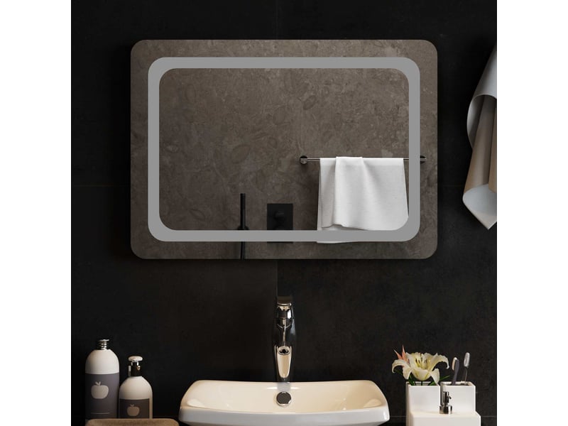 Miroir de salle de bain, miroir de toilette led transparent 70 x 50 cm verre trempé cf62606 - Conforama B