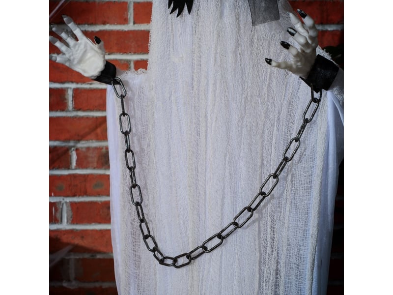 Décoration halloween suspendue fantôme avec mouvements, sons hurlants et yeux lumineux pour intérieur, 88×16×204 cm - Conforama C