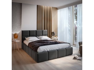 Lit coffre 160x200 cm <strong>MASSENO</strong>  <strong></strong> coloris gris