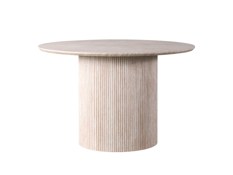Lagos - 120 - table à manger ronde couleur travertin 120 cm LAGOS-120-BEI - Conforama D
